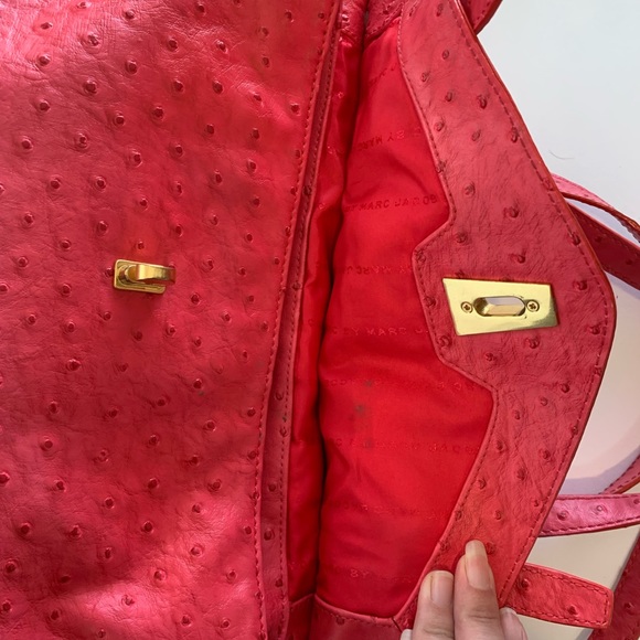 Marc by Marc Jacob’s Ozzie Aurora Rock ostrich pet handbag shoulder bag pink - Picture 12 of 16